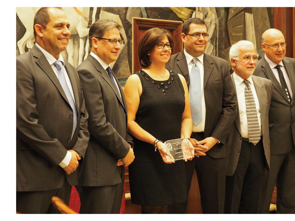 De izquierda a derecha: José, Antonio, Margarita y Manuel Rébola, junto a Jorge Pastor y Mario Moreno.