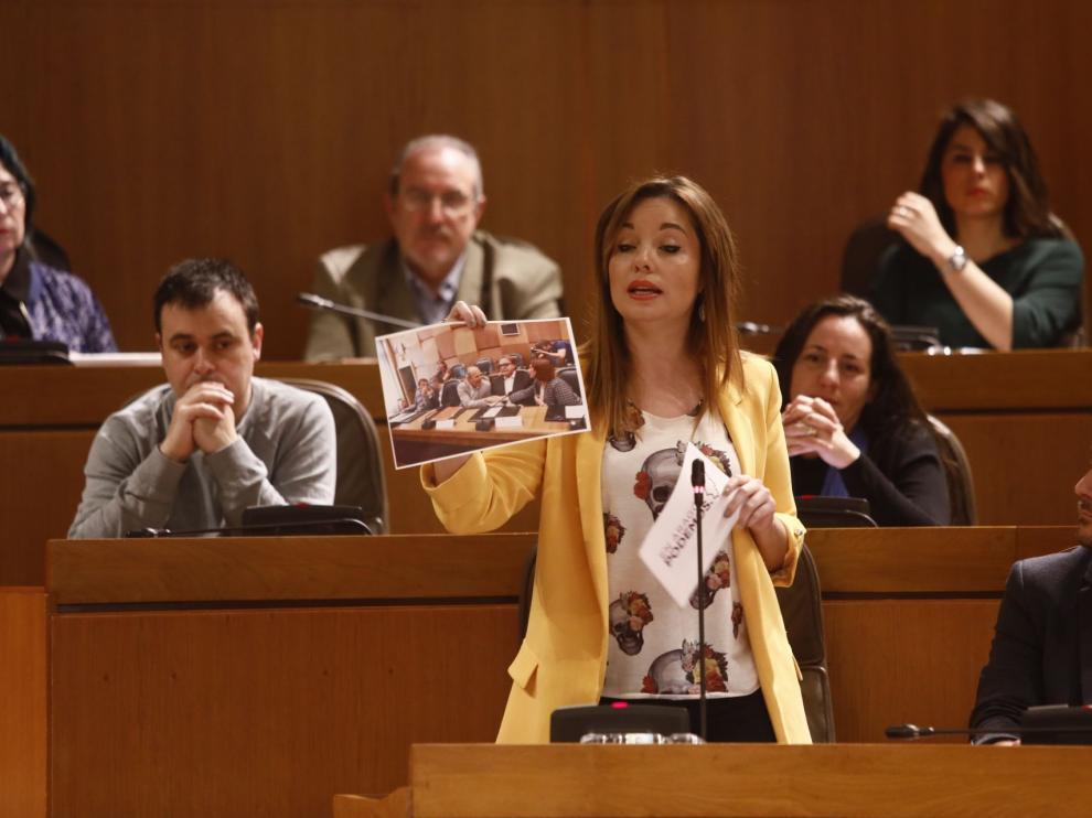 Maru Díaz en el pleno de las Cortes