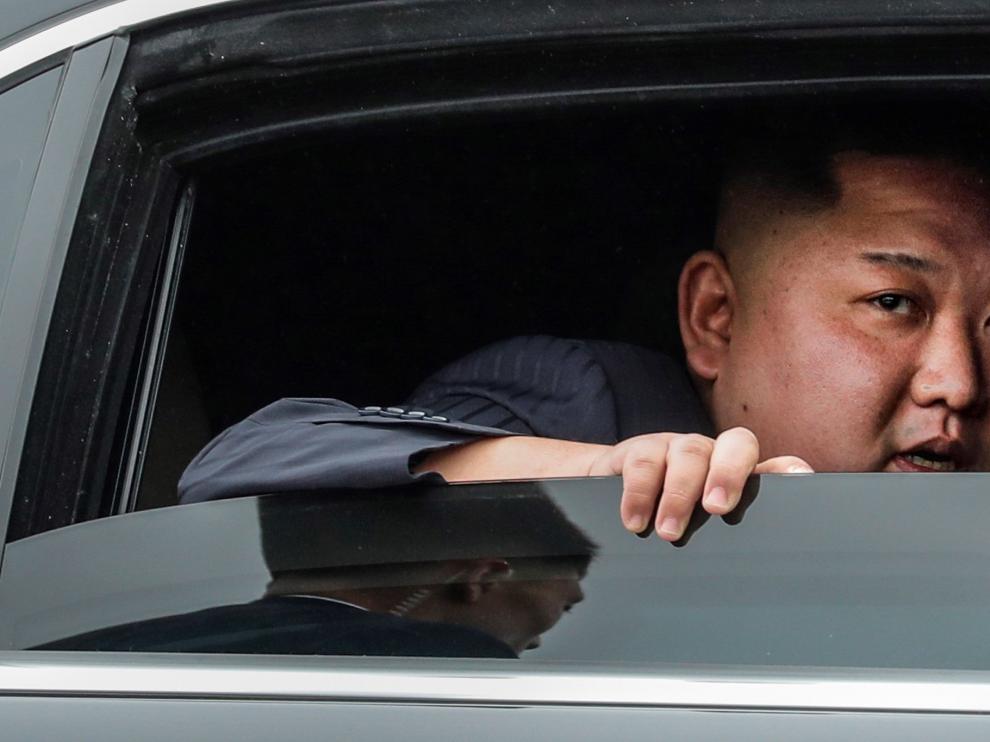 Kim Jong-un durante su viaje en coche desde Dong Dang hasta Hanoi.