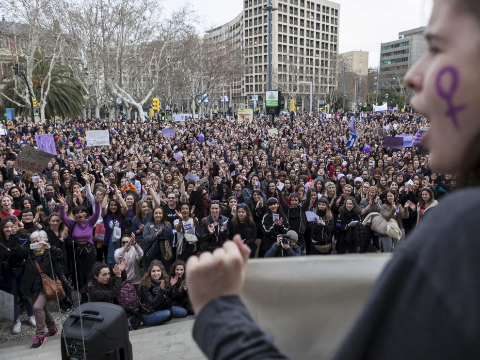 Momento de la manifestación del pasado 8-M en Zaragoza.
