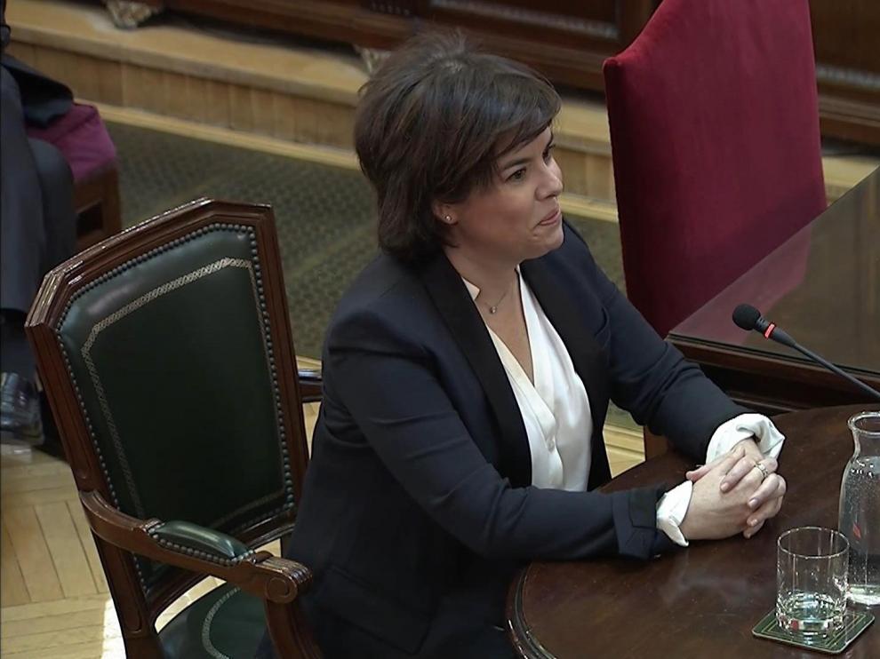 Soraya Saenz de Santamaría durante su declaración como testigo en el juicio del 'procés'