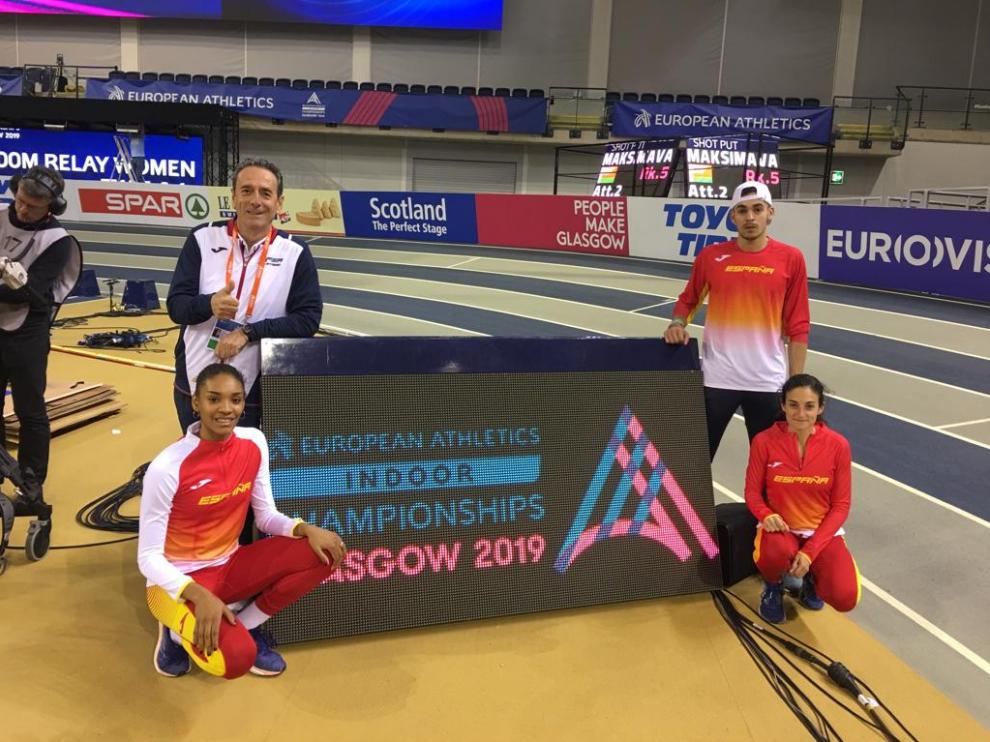 Félix Laguna, Salma Paralluelo, Daniel Ambrós y Cristina Espejo, ayer en Glasgow.
