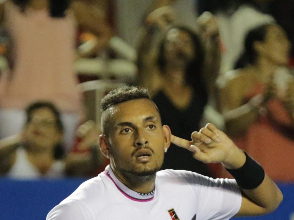 Kyrgios celebra su victoria ante Nadal.