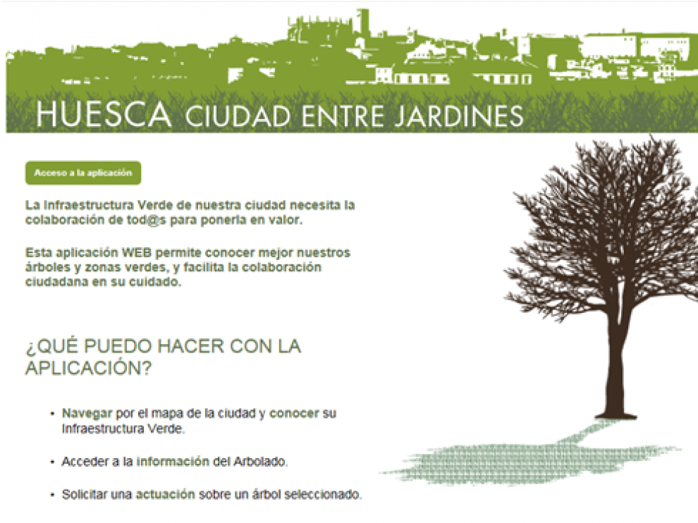 Nueva aplicación para conocer la situación de los árboles y zonas verdes de Huesca