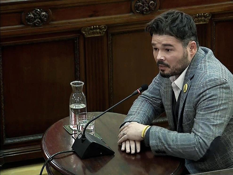 Gabriel Rufián durante su comparecencia como testigo en el TS.