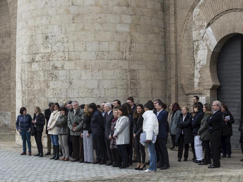 Concentración en las Cortes de Aragón el 8 de marzo de 2018.