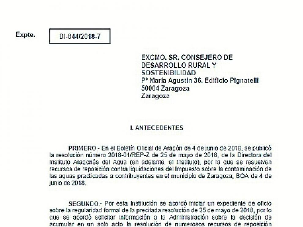 Argumentos Justicia de Aragón hacia la DGA.
