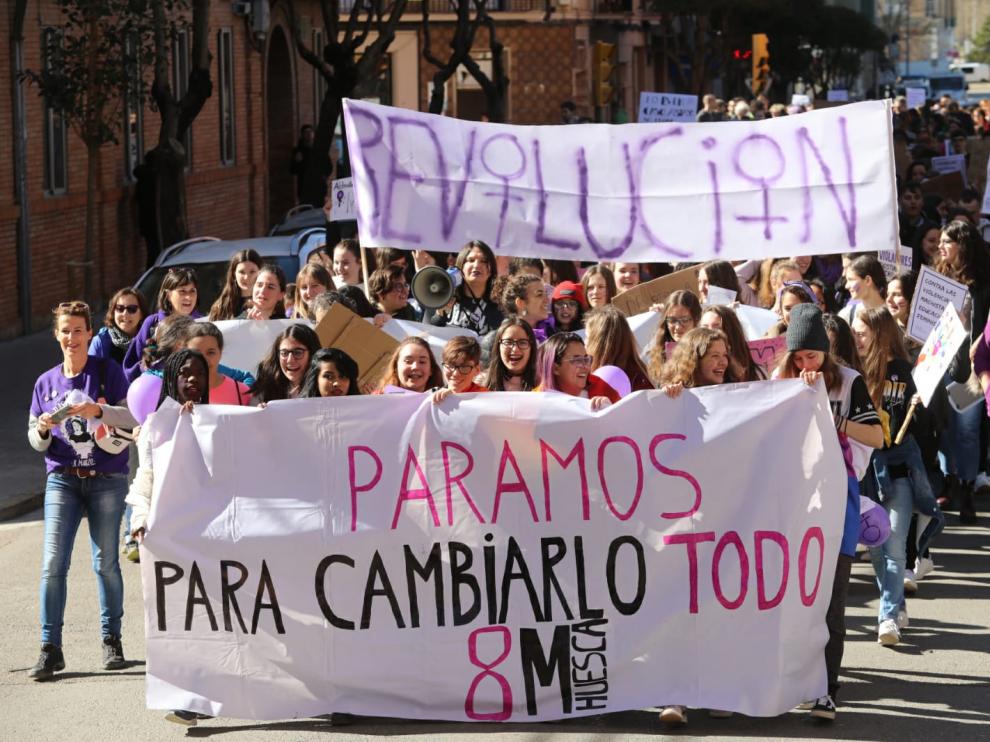 Una de las dos manifestaciones convocadas en Huesca