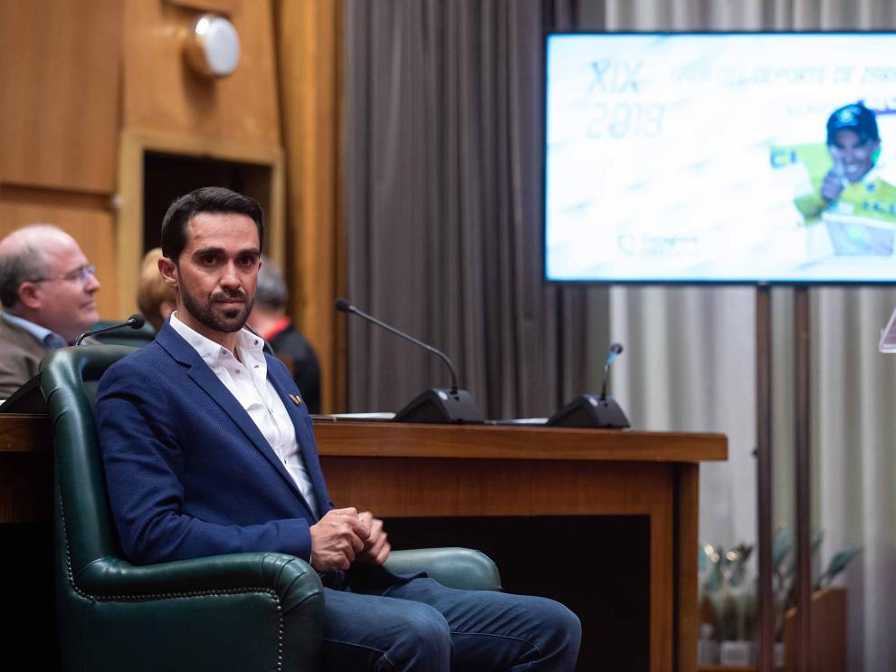 Alberto Contador en la gala del Deporte Aragonés.