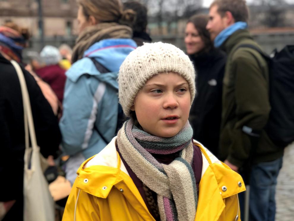 La activista sueca de 16 años, Greta Thunberg, en una manifestación la semana pasada en Estocolmo.