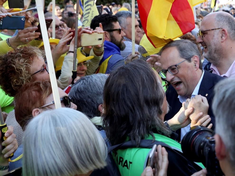 Arranca en Madrid la marcha contra el juicio del procés encabezada por Torra.