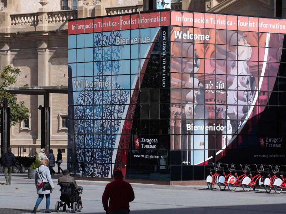 El cubo de la plaza del Pilar desaparecerá con el nuevo centro de visitantes