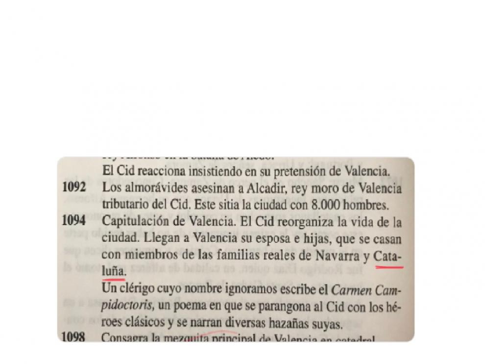 Extracto del libro en el que se desfigura la historia.