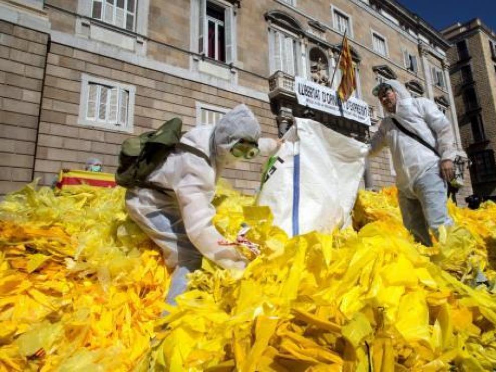 Los unionistas, en un momento de su 'performance'.
