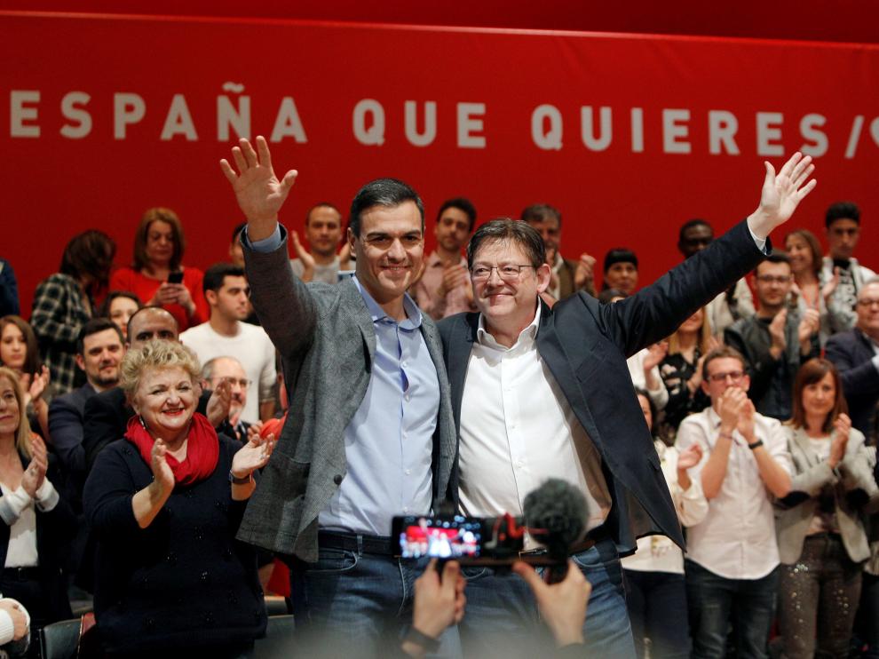 Sánchez y Puig, en el acto de este sábado en Alicante.