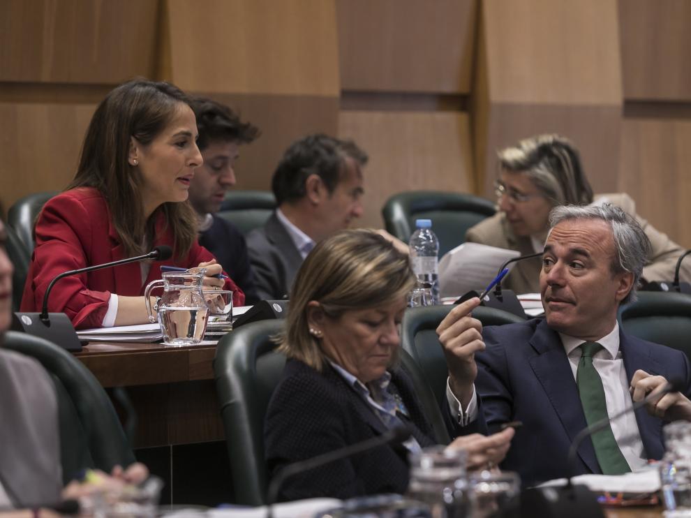 Grupo popular en el pleno del Ayuntamiento de Zaragoza.