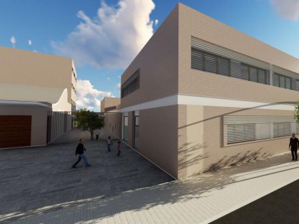 Recreación del nuevo colegio La Purísima y San Antonio, en el barrio Jesús de Zaragoza.
