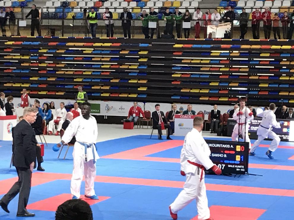 Babacar Seck, en acción en el Europeo absoluto de Guadalajara