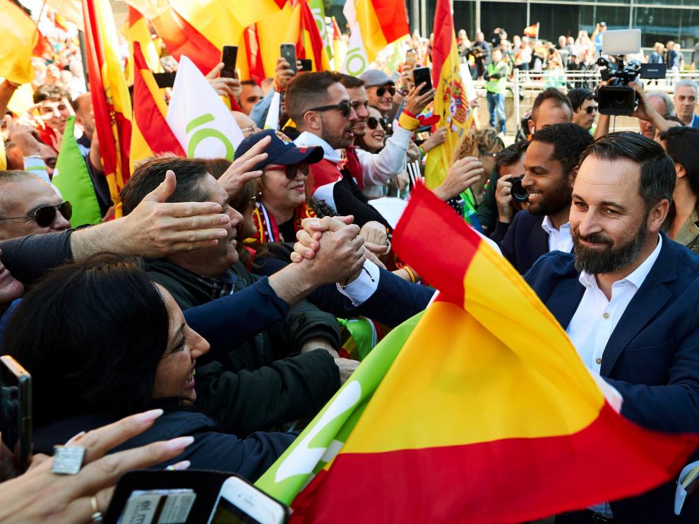 El líder de Vox durante un acto en Barcelona.