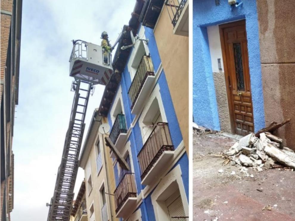 Desplome de un alero en la calle de Ramón Pignatelli