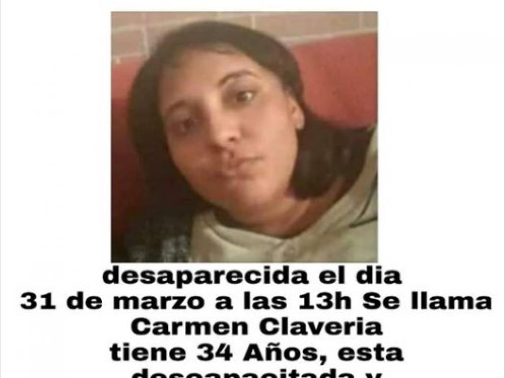 Carteles para buscar a Carmen Clavería, desaparecida en Montañana.