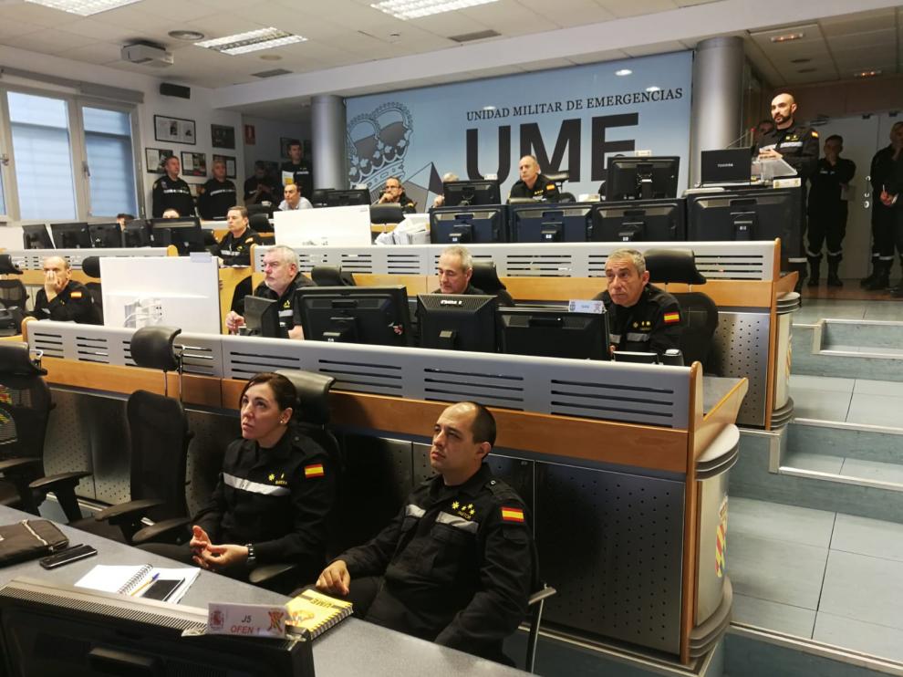 Segunda jornada del simulacro de la UME en el Pirineo.
