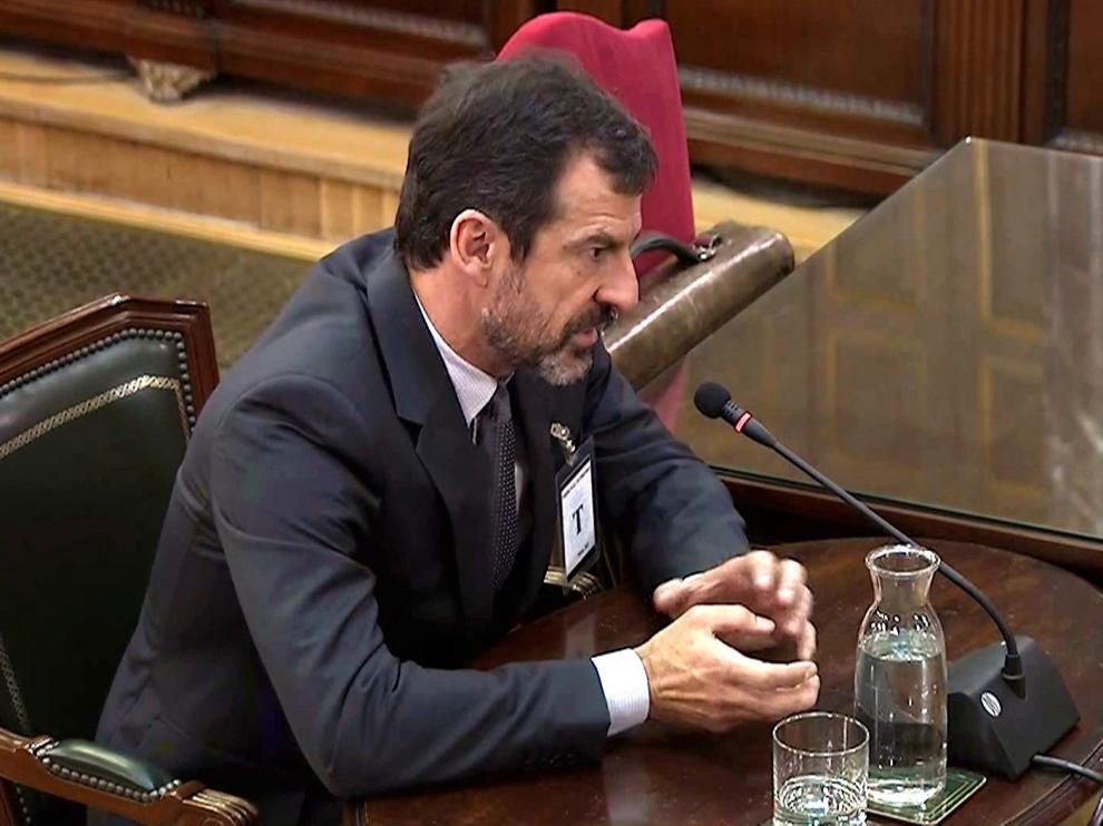 El comisario de los Mossos, Ferrán Gómez, durante su declaración en el Tribunal Supremo.