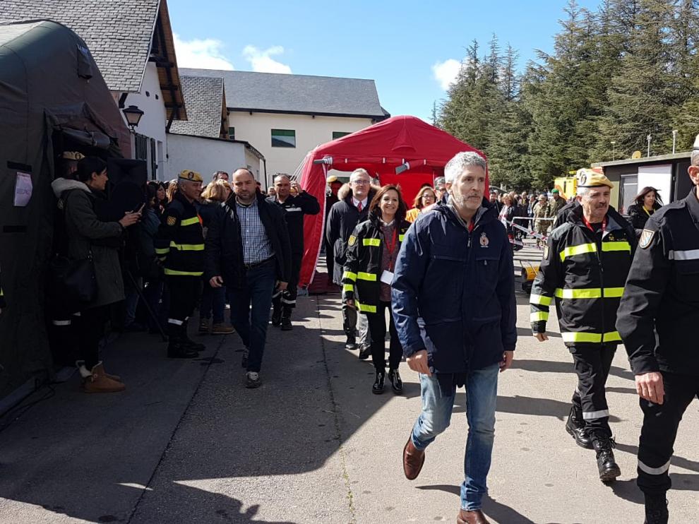 El ministro de Interior en Jaca en el simulacro de la UME