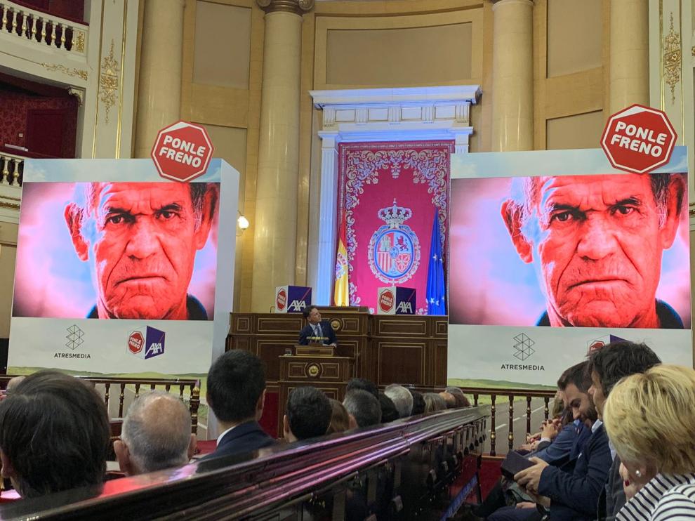 Imagen de José María Gracia ‘Machillo’ durante la entrega de premios.