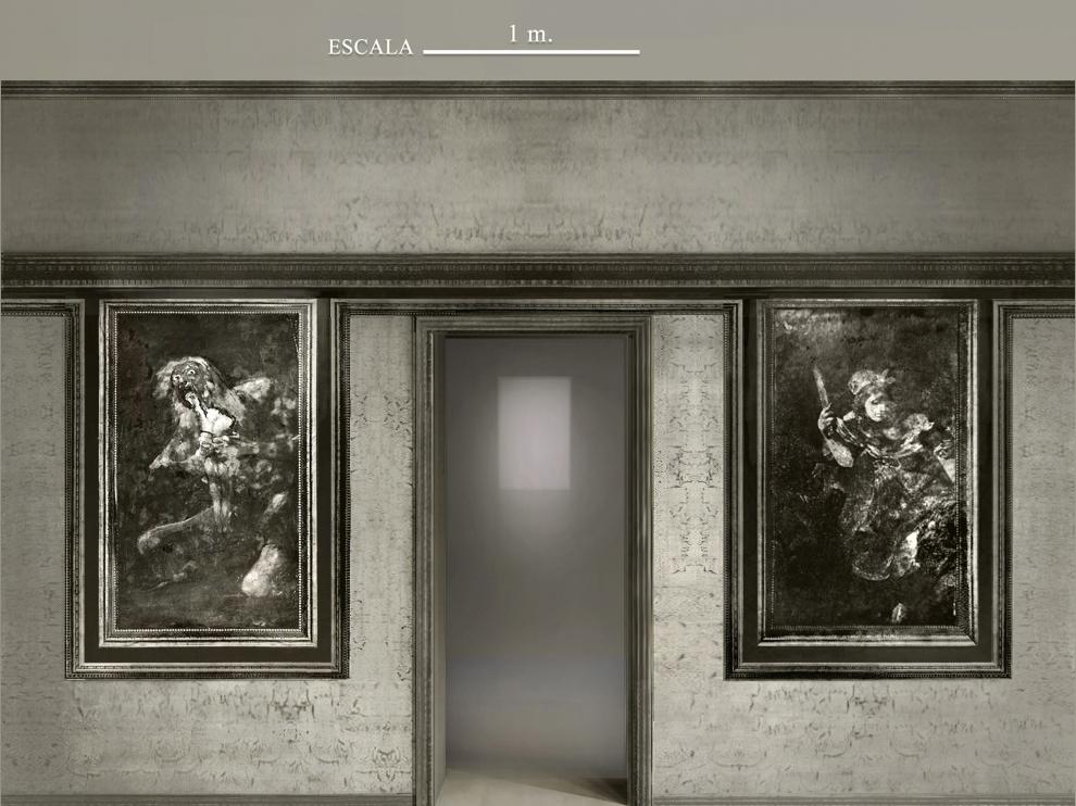 'Saturno’ y ‘Judith y Holofernes’, tal y como las veía el visitante en la planta calle de la Quinta del Sordo.