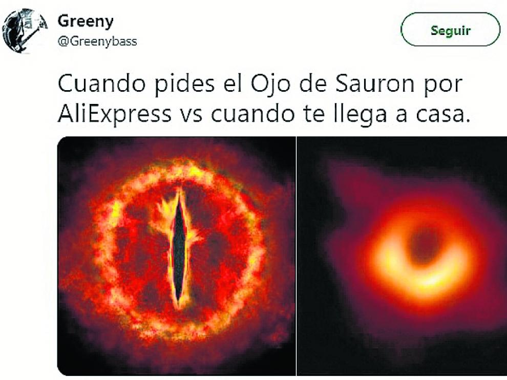 Uno de los memes con el agujero negro, haciendo referencia a Sauron.