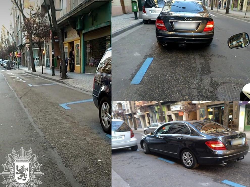 El conductor dejó el coche fuera de la zona azul.