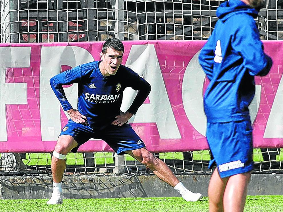 Alberto Zapater, este jueves, en el entrenamiento en la Ciudad Deportiva.