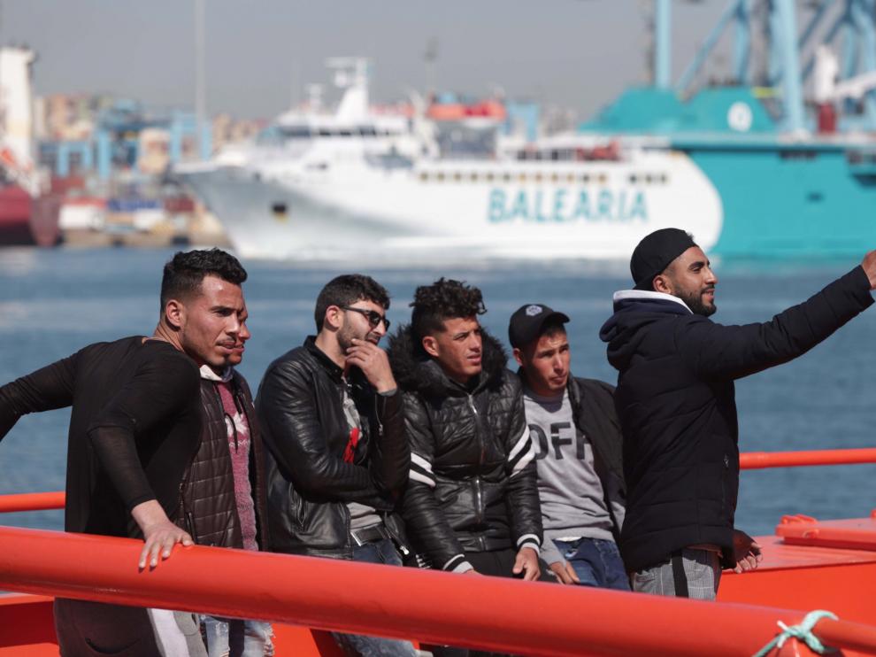 Inmigrantes rescatados en el Mediterráneo este viernes