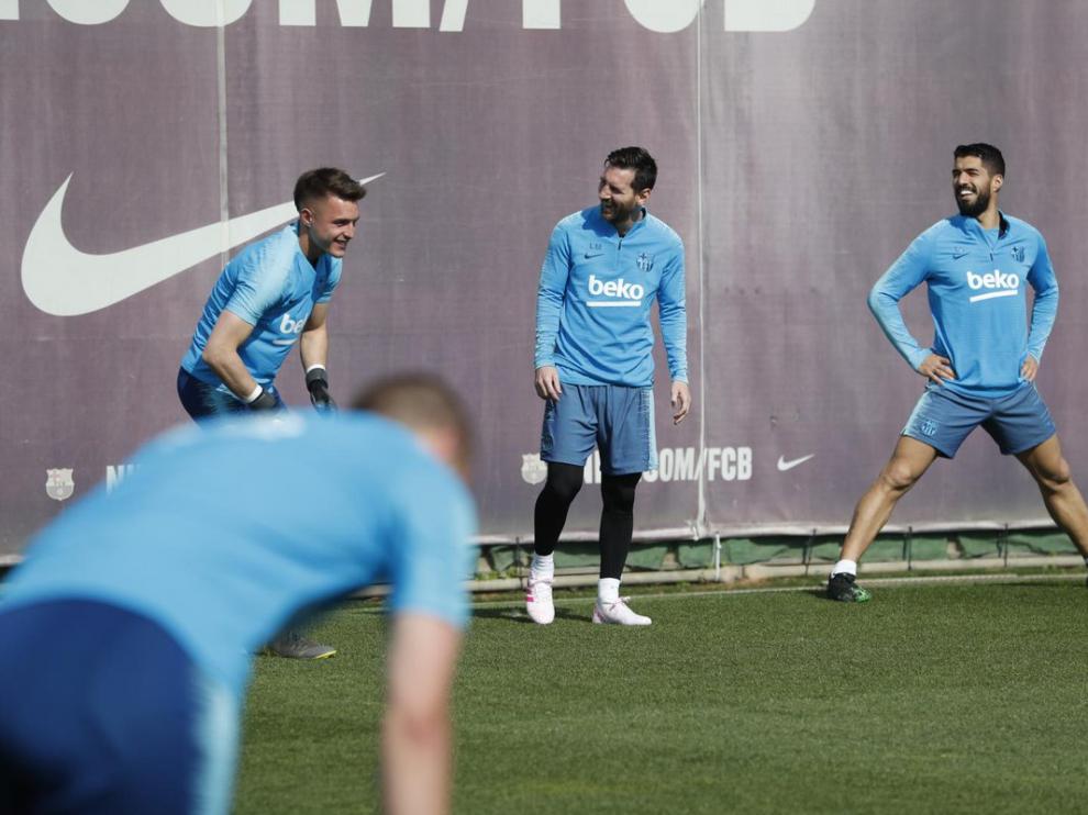 Messi, durante el entrenamiento de este viernes.