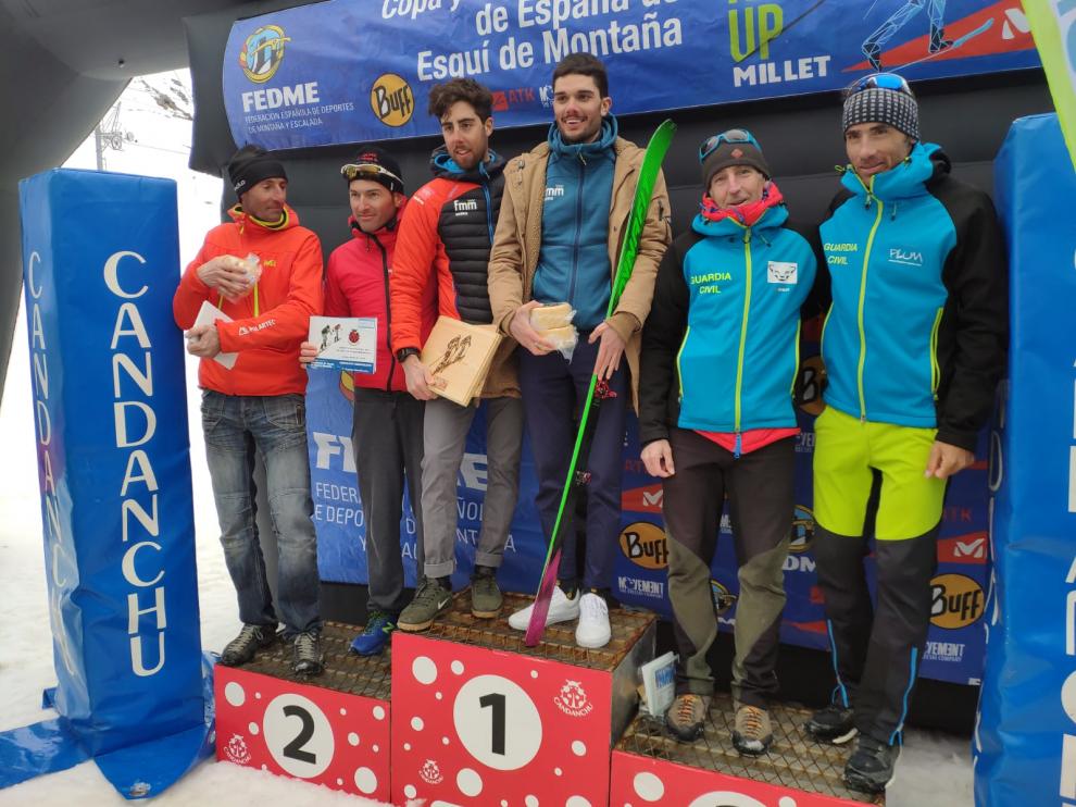 Podio masculino del Campeonato de España por equipos disputado en Candanchú.