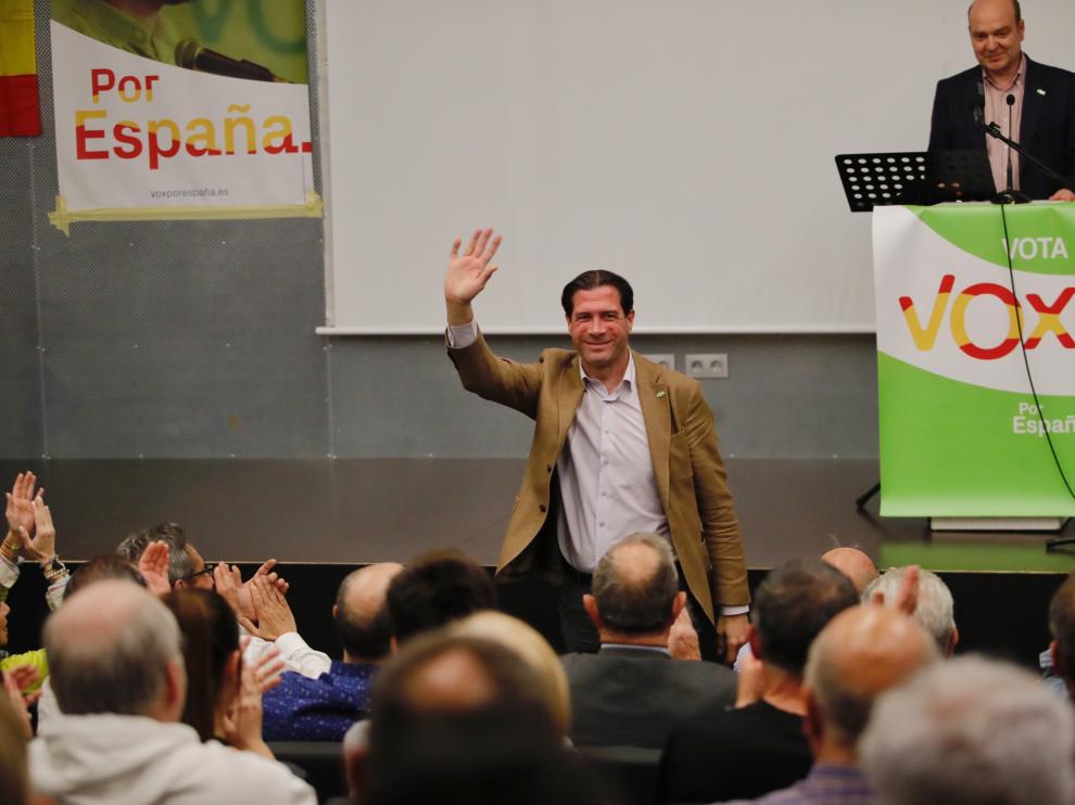 Pedro Fernández, en el mitin de Vox en Zaragoza