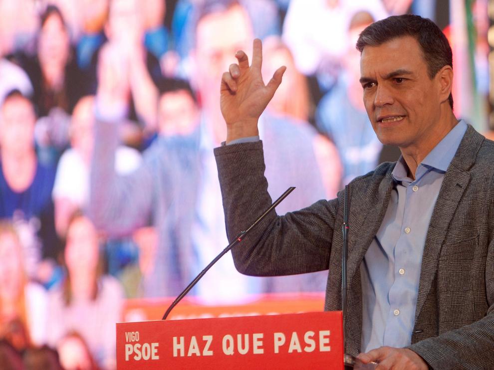 El presidente del Gobierno, Pedro Sánchez, en un acto en Vigo.