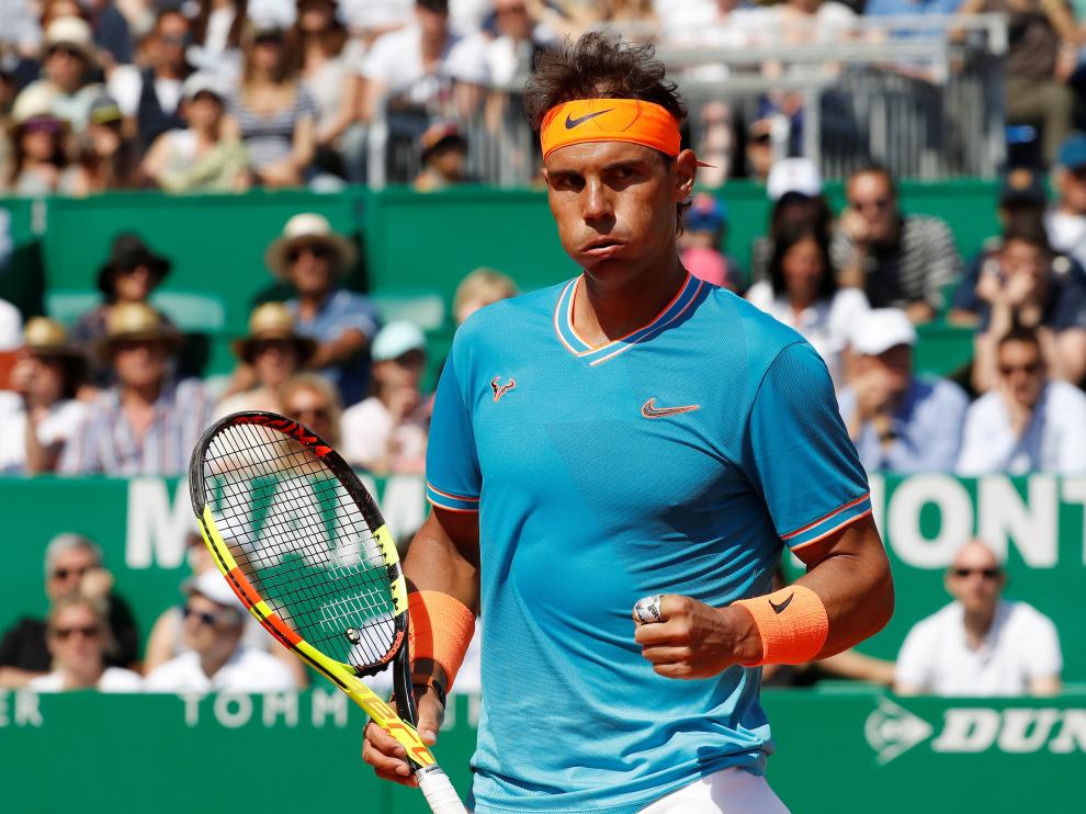 Nadal celebra uno de los puntos logrados ante Bautista.
