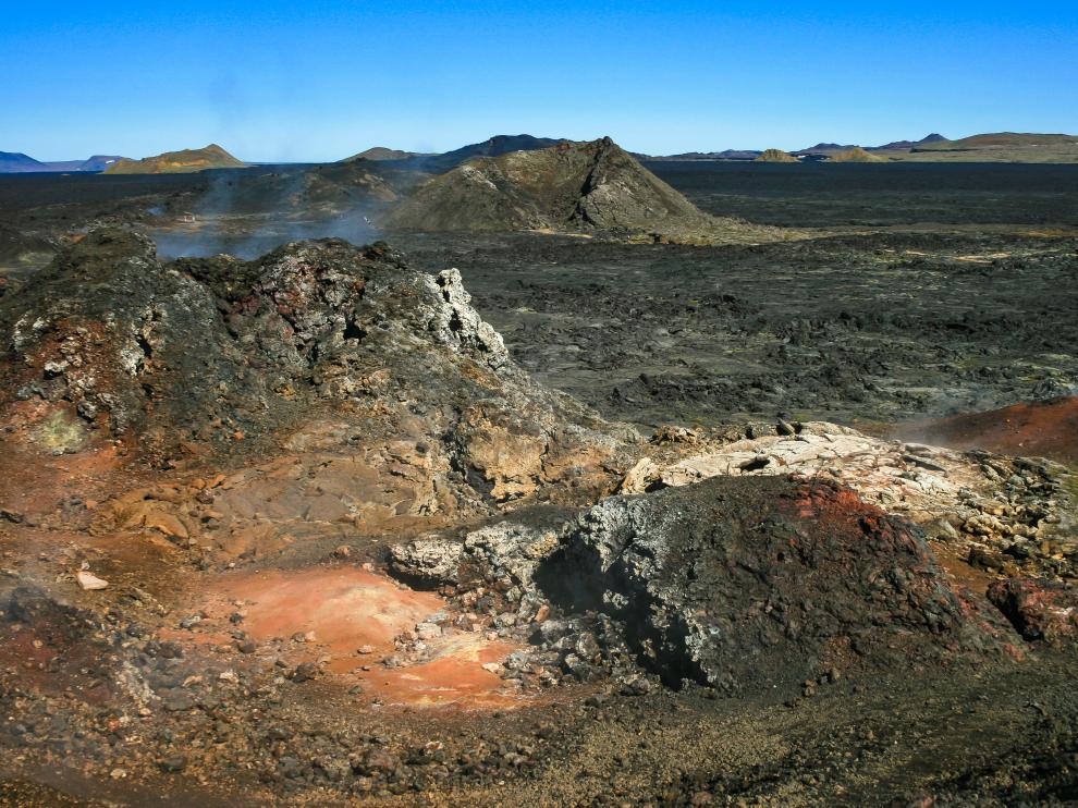 Restos de actividad volcánica reciente en Islandia