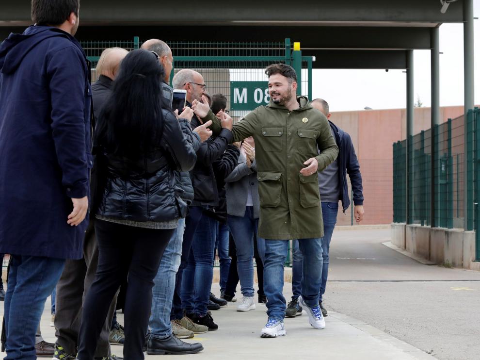 Rufián durante su visita a la cárcel de Lledoners de Sant Joan de Villatorrada.