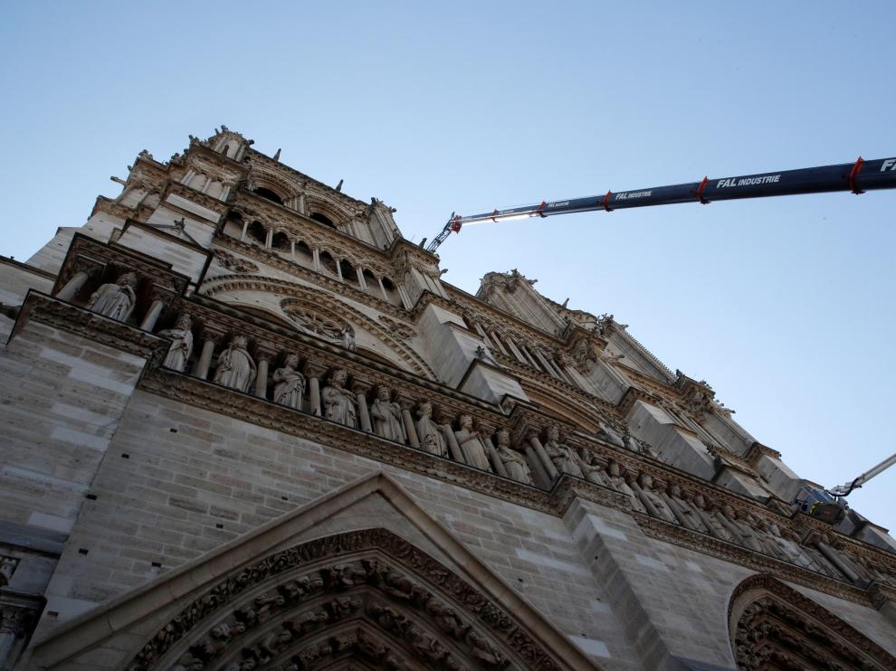 Trabajos en la fachada de la catedral
