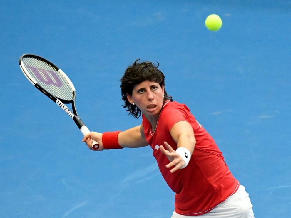 Carla Suárez durante el partido de este sábado.