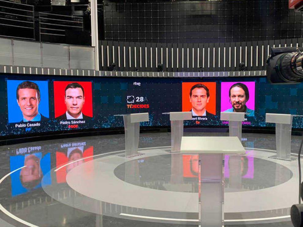 El plató de TVE, listo para el debate.