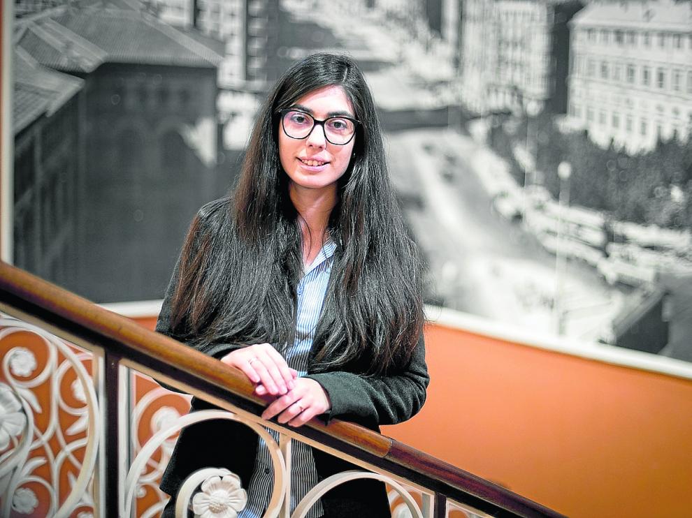 La economista Nereida González, en la Cámara de Comercio de Zaragoza, donde dio una conferencia sobre ‘blockchain’.