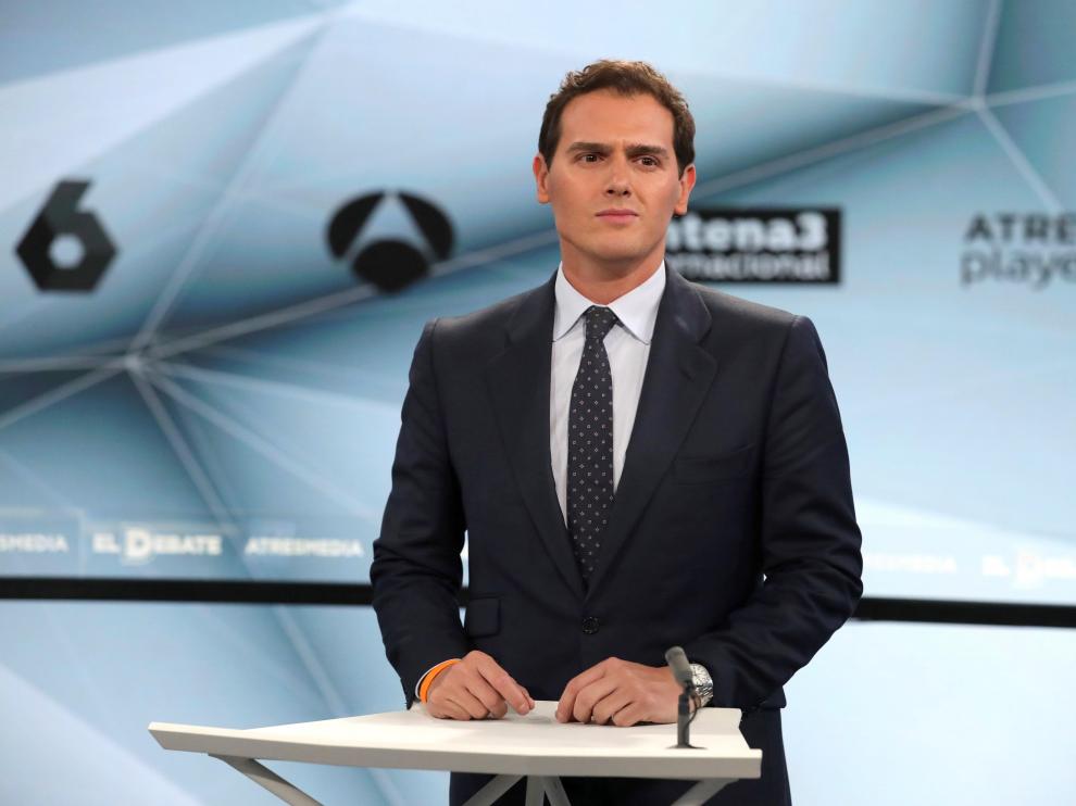 El líder de Ciudadanos, Albert Rivera, en el segundo debate electoral a cuatro de los candidatos a presidir el Gobierno de España tras las elecciones generales.