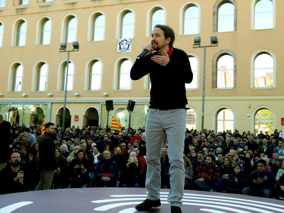 Pablo Iglesias, este miércoles en un mitin en Barcelona.