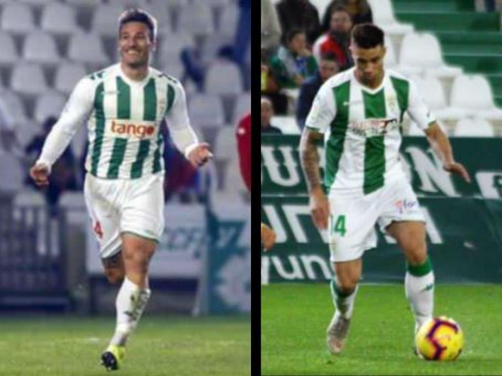 Piovaccari (izda.) y Jaime (dcha.), puntales ofensivos del Córdoba CF que estarán ausentes por lesión el domingo en la visita del Real Zaragoza a El Arcángel.
