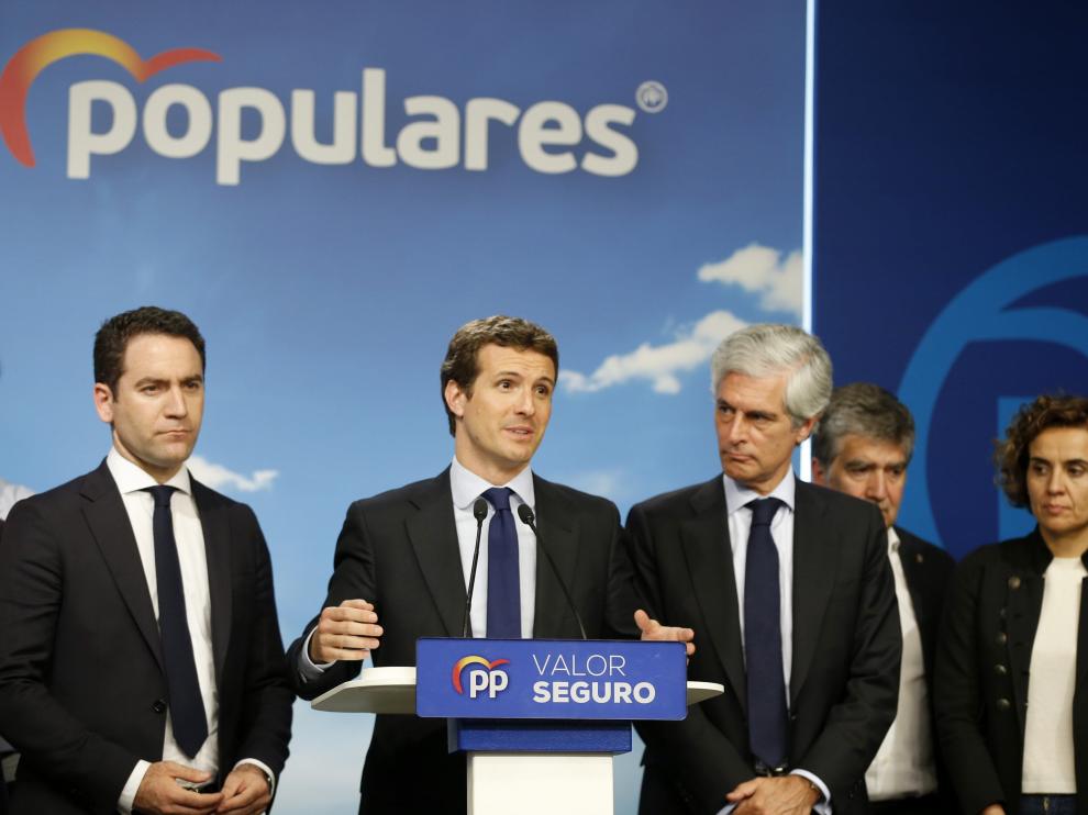 Pablo Casado en declaraciones tras conocer los resultados electorales.