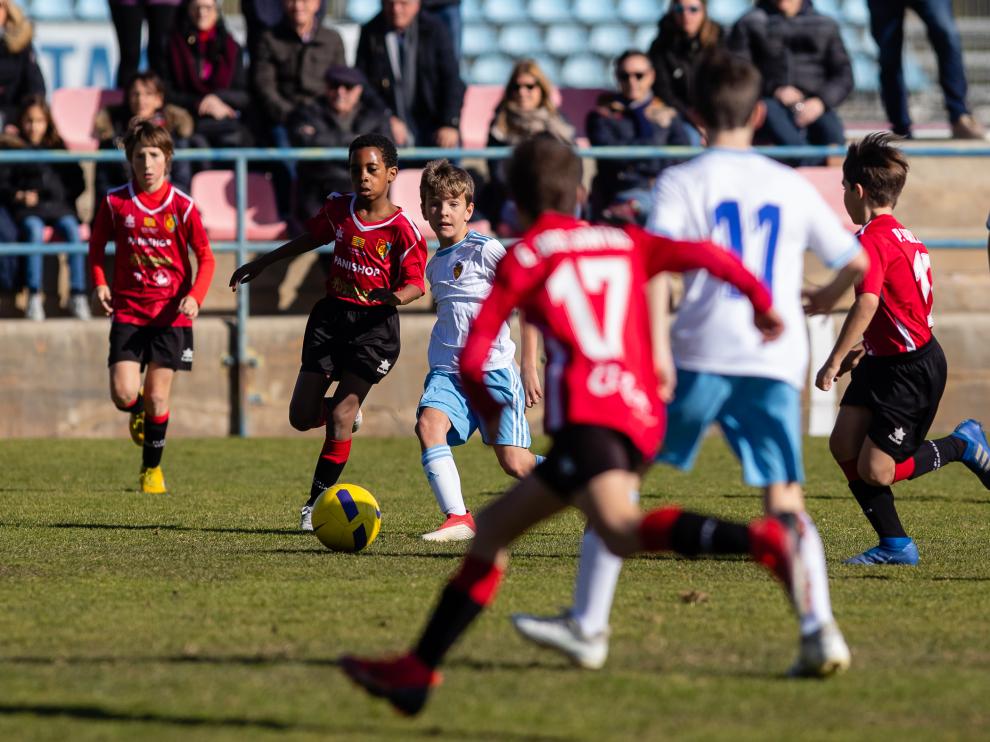 Imagel del partido alevín jugado en la Ciudad Deportiva entre el Real Zaragoza y el Montecarlo